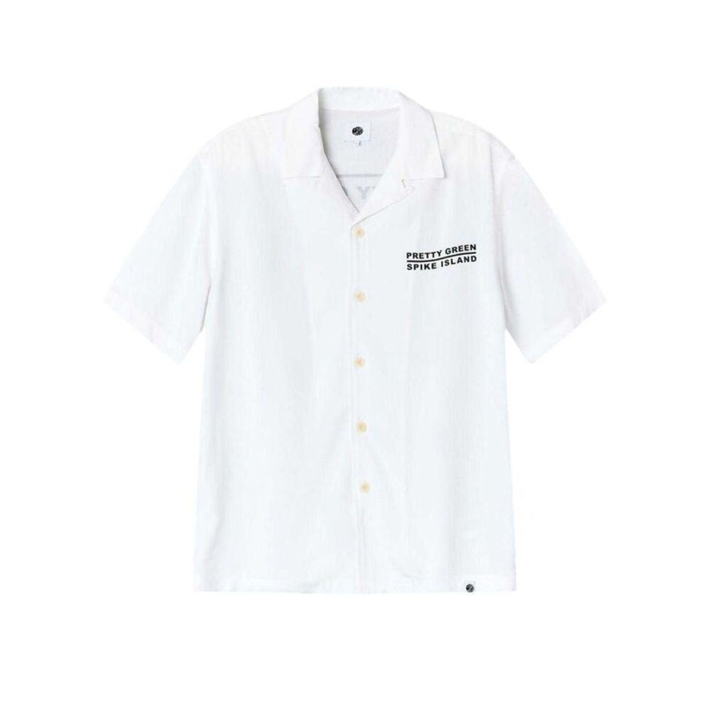 Pretty Green Mens Spike Island Short-Sleeved Shirt / White